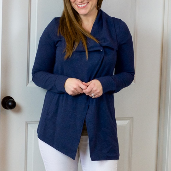 Kensie Sweaters - Kensie Navy Blue Mally Ponte Jacket Light Jacket